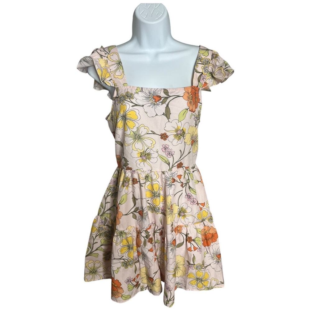 Lottie & Holly Band Of Gypsies mini dress floral ruffle sleeves Medium NWT